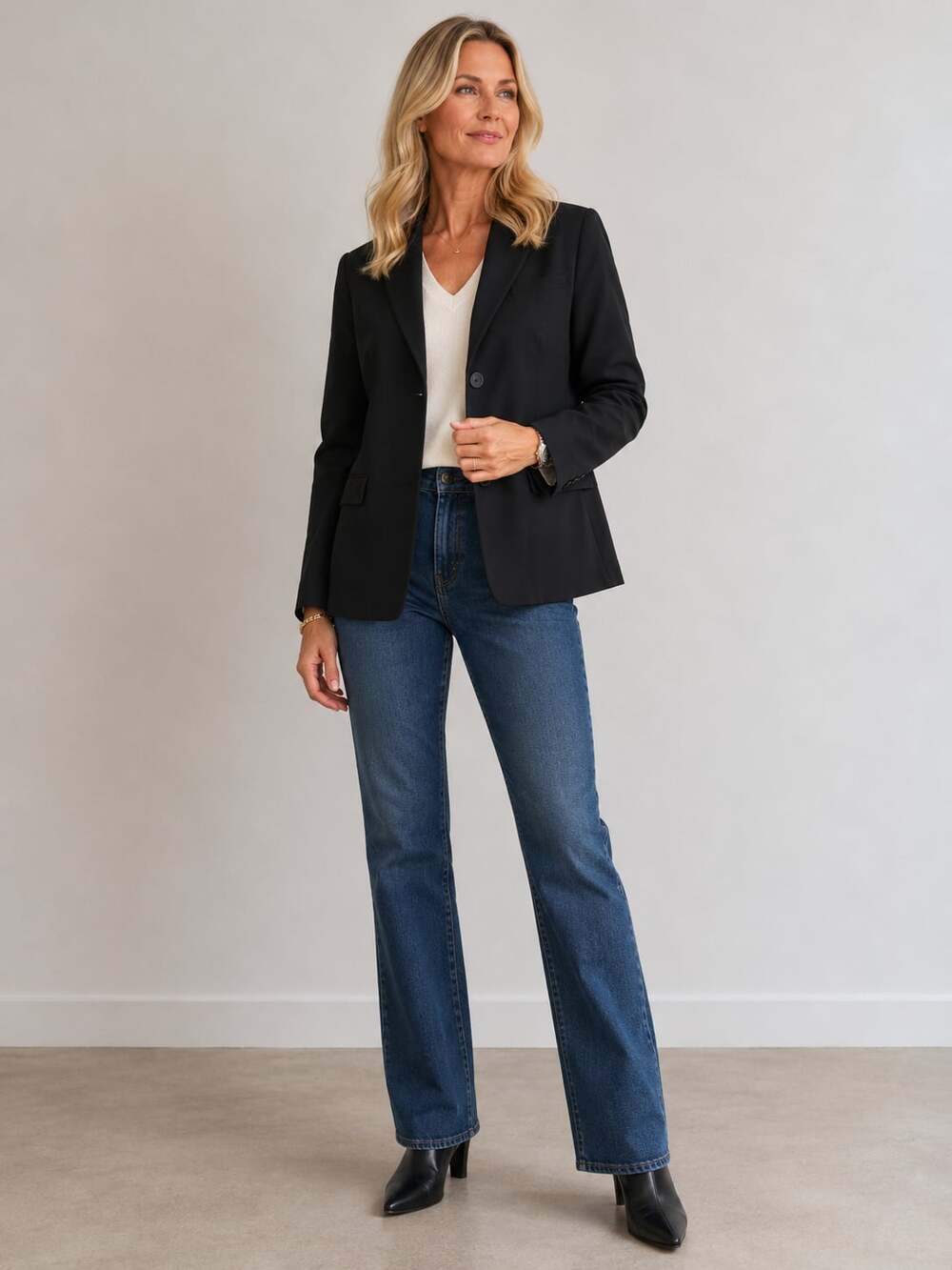 Kasper A.S.L. Petite Single Button Black Blazer Suiting Jacket
J28JC